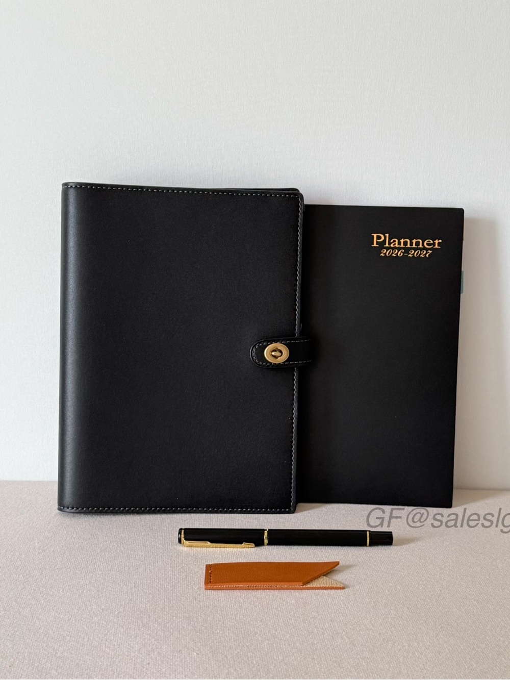 NWT Coach Notebook Smooth Leather Black w/ 2026-2027 Planner Pen Bundle
